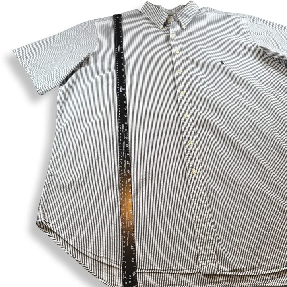 Polo Ralph Lauren Seersucker Stripe Shirt Mens 2XLT Tall Blue White Classic Fit